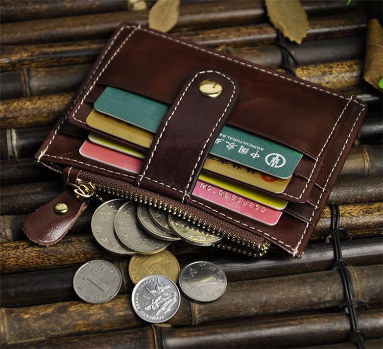 Vintage Leather Mens Front Pocket Wallet Slim Wallet for Men