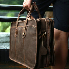 Vintage Leather Mens Large Travel Bags Handbags Shoulder Bags for men