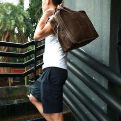 Vintage Leather Mens Large Travel Bags Handbags Shoulder Bags for men