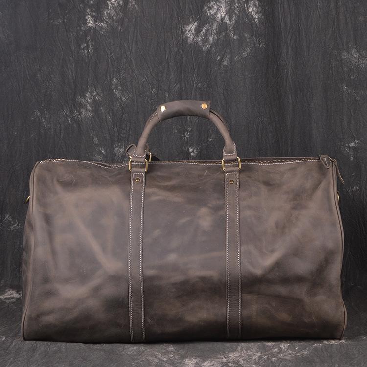Vintage Leather Mens Large Weekender Bag Travel Bag Duffle Bag