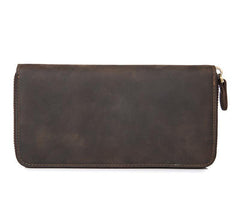 Vintage Leather Mens Long Wallet Zipper Clutch Wallet For Men - imessengerbags