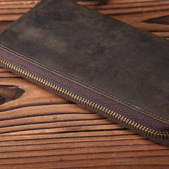 Vintage Leather Mens Long Wallet Zipper Clutch Wallet For Men - imessengerbags