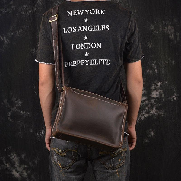 Vintage Leather Mens Messenger Bag Shoulder Bag For Men - imessengerbags