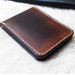 Vintage Leather Mens Slim Coffee Small Wallet Leather Bifold Wallets for Men - imessengerbags