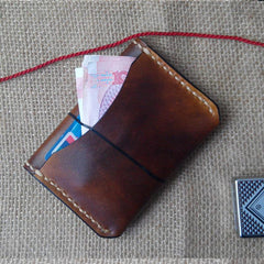 Vintage Leather Mens Slim Front Pocket Bifold Small Wallets Card Wallet for Men - imessengerbags