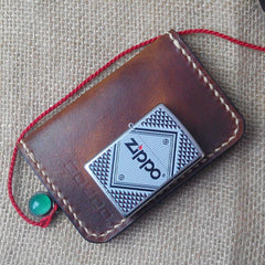 Vintage Leather Mens Slim Front Pocket Bifold Small Wallets Card Wallet for Men - imessengerbags