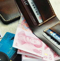 Vintage Leather Mens Slim Small Wallet Leather Small Wallets for Men - imessengerbags
