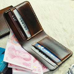 Vintage Leather Mens Slim Small Wallet Leather Small Wallets for Men - imessengerbags