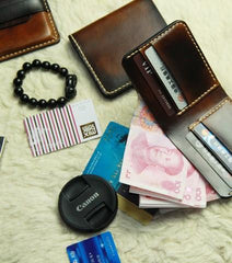 Vintage Leather Mens Slim Small Wallet Leather Small Wallets for Men - imessengerbags