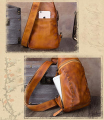 Vintage Leather Mens Sling Bag Crossbody Bag Chest Bag for men - imessengerbags