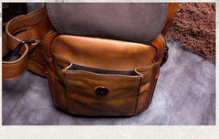 Vintage Leather Mens Sling Bag Crossbody Bag Chest Bag for men