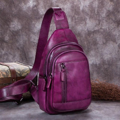 Vintage Leather Mens Sling Bag Crossbody Bag Chest Bag for men