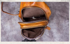 Vintage Leather Mens Sling Bag Crossbody Bag Chest Bag for men