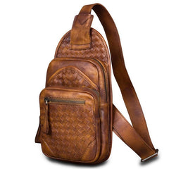 Vintage Leather Mens Sling Bag Crossbody Bag Chest Bag for men - imessengerbags