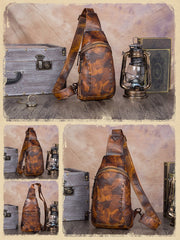 Vintage Leather Mens Sling Bag Crossbody Bag Chest Bag for men - imessengerbags