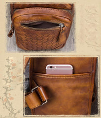 Vintage Leather Mens Sling Bag Crossbody Bag Chest Bag for men - imessengerbags