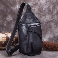 Vintage Leather Mens Sling Bag Crossbody Bag Chest Bag for men