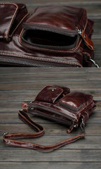 Vintage Leather Mens Small Messenger Bag Shoulder Bag Crossbody Bag for Men