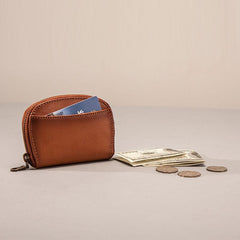 Vintage Leather Mens Small Wallet Zipper Card Coin Wallet for Men - imessengerbags