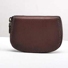 Vintage Leather Mens Small Wallet Zipper Card Coin Wallet for Men - imessengerbags