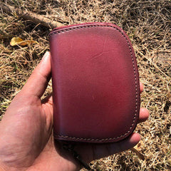 Vintage Leather Mens Small Wallet Zipper Card Coin Wallet for Men - imessengerbags