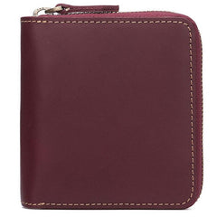 Vintage Leather Mens Small Wallet Zipper Small Wallet for Men - imessengerbags