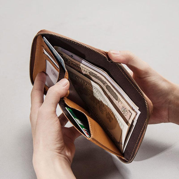Vintage Leather Mens Small Wallet Zipper Small Wallet for Men - imessengerbags
