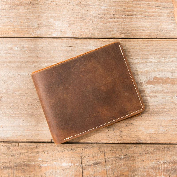 Vintage Leather Mens Small Wallets Bifold Slim Front Pocket Wallet for Men - imessengerbags