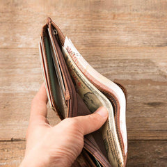 Vintage Leather Mens Small Wallets Bifold Slim billfold Wallet for Men - imessengerbags