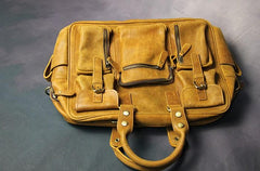 Vintage Leather Mens Travel Bag Cool Overnight Bag Work Handbag Business Bag for Men