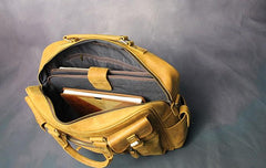 Vintage Leather Mens Travel Bag Cool Overnight Bag Work Handbag Business Bag for Men