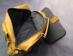 Vintage Leather Mens Travel Bag Cool Overnight Bag Work Handbag Business Bag for Men