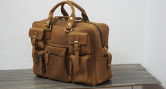 Vintage Leather Mens Travel Bag Cool Overnight Bag Work Handbag Business Bag for Men