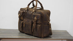 Vintage Leather Mens Travel Bag Cool Overnight Bag Work Handbag Business Bag for Men