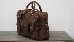 Vintage Leather Mens Travel Bag Cool Overnight Bag Work Handbag Business Bag for Men