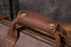 Vintage Leather Mens Travel Bag Overnight Bag Work Handbag Business Bag for Men