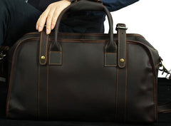 Vintage Cool Leather Mens Weekender Bag Travel Bag Cool Duffle Bag for Men