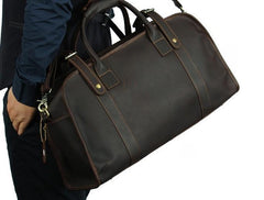 Vintage Cool Leather Mens Weekender Bag Travel Bag Cool Duffle Bag for Men