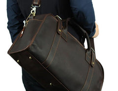 Vintage Cool Leather Mens Weekender Bag Travel Bag Cool Duffle Bag for Men