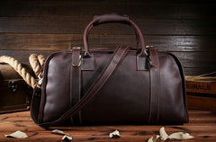 Vintage Cool Leather Mens Weekender Bag Travel Bag Cool Duffle Bag for Men - imessengerbags