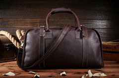 Vintage Cool Leather Mens Weekender Bag Travel Bag Cool Duffle Bag for Men