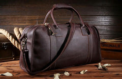 Vintage Cool Leather Mens Weekender Bag Travel Bag Cool Duffle Bag for Men