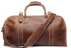 Vintage Cool Leather Mens Weekender Bag Travel Bag Cool Duffle Bag for Men