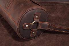 Vintage Leather Small Barrel Messenger Bag Shoulder Bag For Men