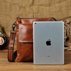 Cool Leather Mens Small Brown Messenger Bag Vintage Shoulder Bags For Men