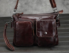 Leather Mens Coffee Cool Small Messenger Bag Vintage Shoulder Bags For Men