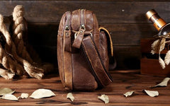 Vintage Leather Small Messenger Bag Shoulder Bag For Men