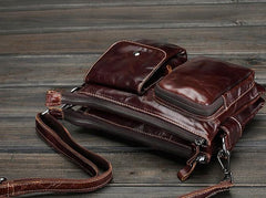 Leather Mens Coffee Cool Small Messenger Bag Vintage Shoulder Bags For Men