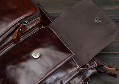 Leather Mens Coffee Cool Small Messenger Bag Vintage Shoulder Bags For Men