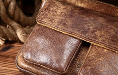 Vintage Leather Small Messenger Bag Shoulder Bag For Men